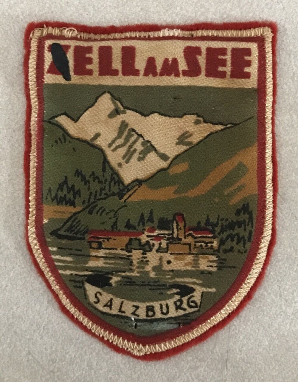 Vtg Antique Zell Am See Salzburg Austria Lake Zell Travel Ski Sew On Patch 3"